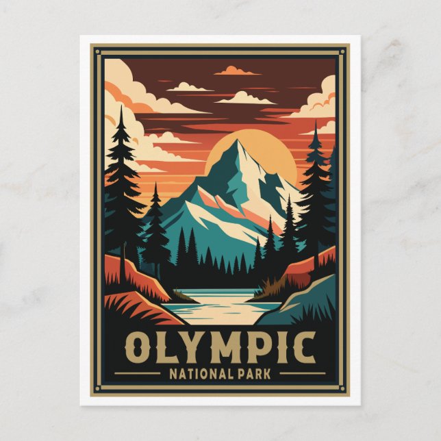 Retro Olympic nationalpark Vykort (Framsida)