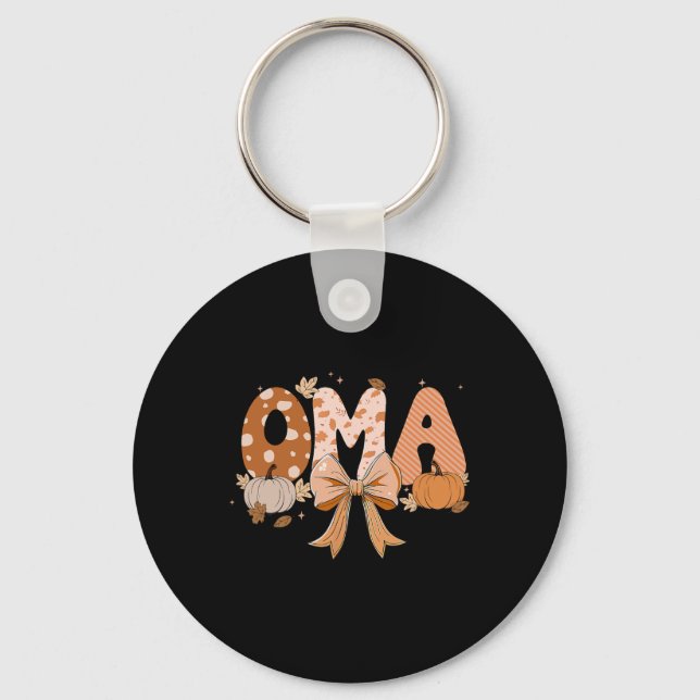 Retro Oma Coquette Bows Leopard Fall Thanksgiving Nyckelring (Framsida)