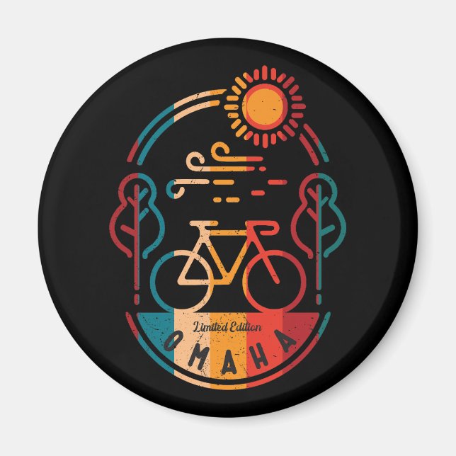 Retro Omaha Bike Trail Magnet (Framsidan)
