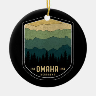 Retro Omaha Nebraska NE State Mountains Vintage Julgransprydnad Keramik