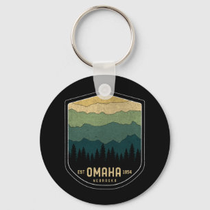 Retro Omaha Nebraska NE State Mountains Vintage Nyckelring