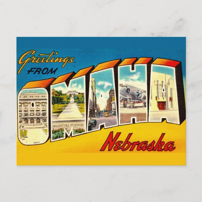 Retro Omaha Nebraska vykort (Framsida)