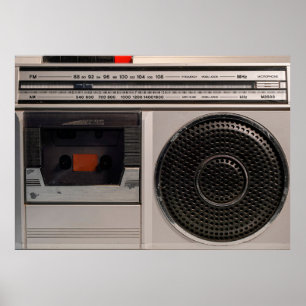 Retro omoderdaterad bärbar stereo-radiokassettretu poster