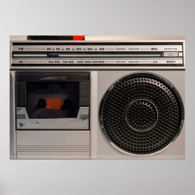 Retro omoderdaterad bärbar stereo-radiokassettretu poster (Framsidan)