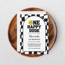 Retro One Glad Kille Leende Ansikte Pojke 1:a Föde