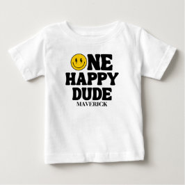 Retro One Glad kille Leende Ansikte Pojke 1-års fö T Shirt