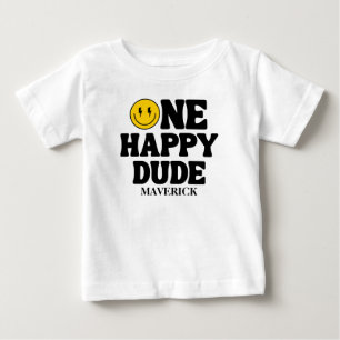 Retro One Glad kille Leende Ansikte Pojke 1-års fö T Shirt