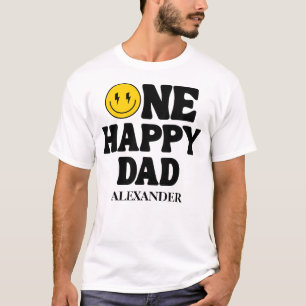 Retro One Happy Smile Face Pappa Födelsedag T Shirt