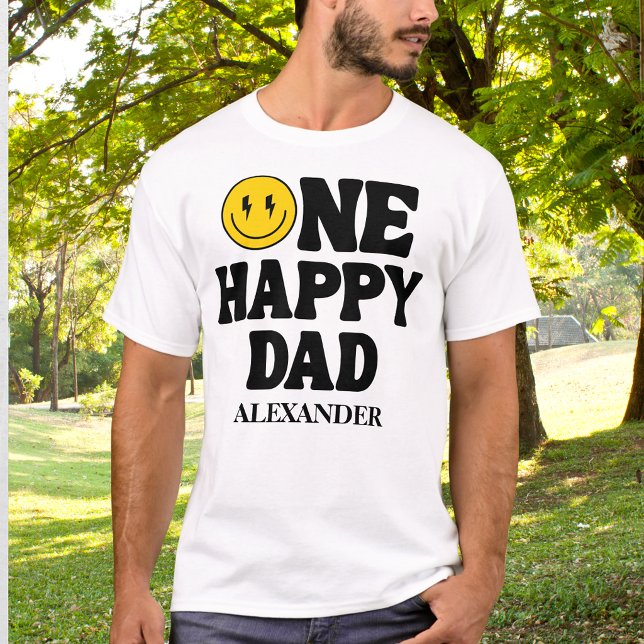 Retro One Happy Smile Face Pappa Födelsedag T Shirt (Skapare uppladdad)
