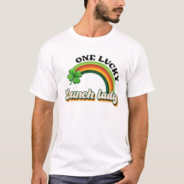 Retro One Lucky Lunch Dam St patrick's day Shamro T Shirt (Framsida)