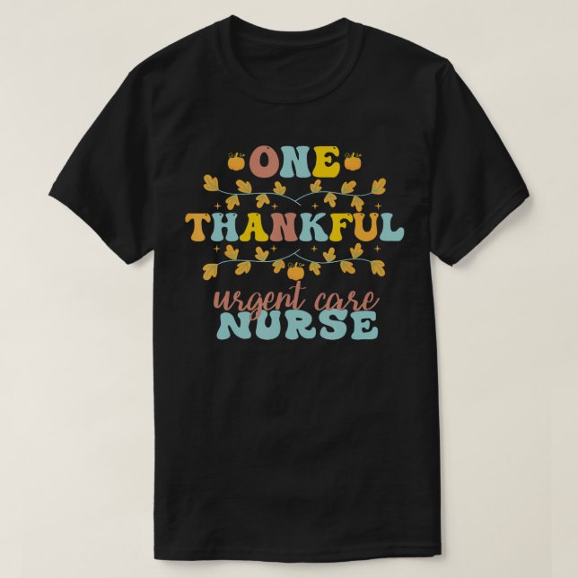 Retro One Thankful Bgent Nurse Thanksgiving T Shirt (Design framsida)