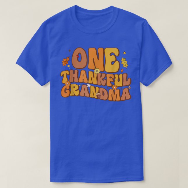 Retro One Thankful Grandma Fall Hösthösten Lycklig T Shirt (Design framsida)