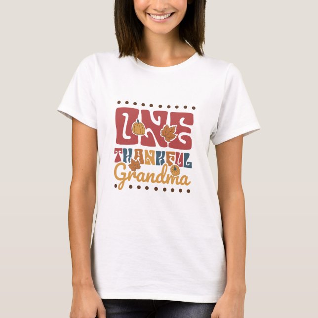 Retro One Thankful Grandma - Thanksgiving T Shirt (Framsida)
