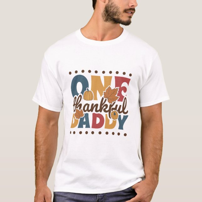 Retro One Thankful pappa - Thanksgiving T Shirt (Framsida)