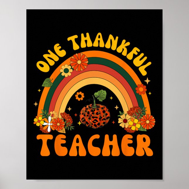 Retro One Thankful Teacher Thanksgiving Fall Manar Poster (Framsidan)