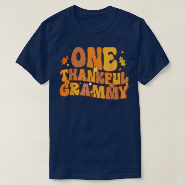 Retro One Thankous Grammy-hösten Lycklig Tack T Shirt (Design framsida)