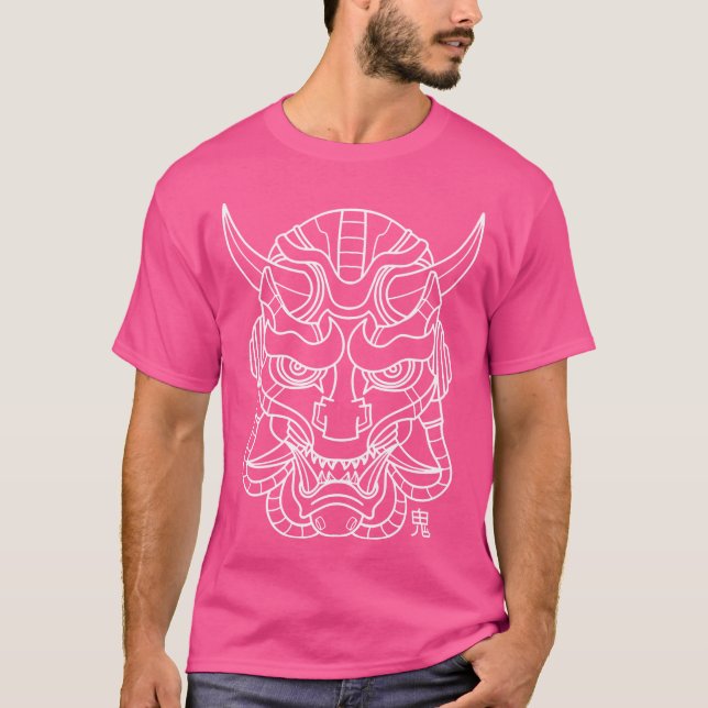 Retro Oni Cyberpunk Samurai Arts för Bushido Warri T Shirt (Framsida)