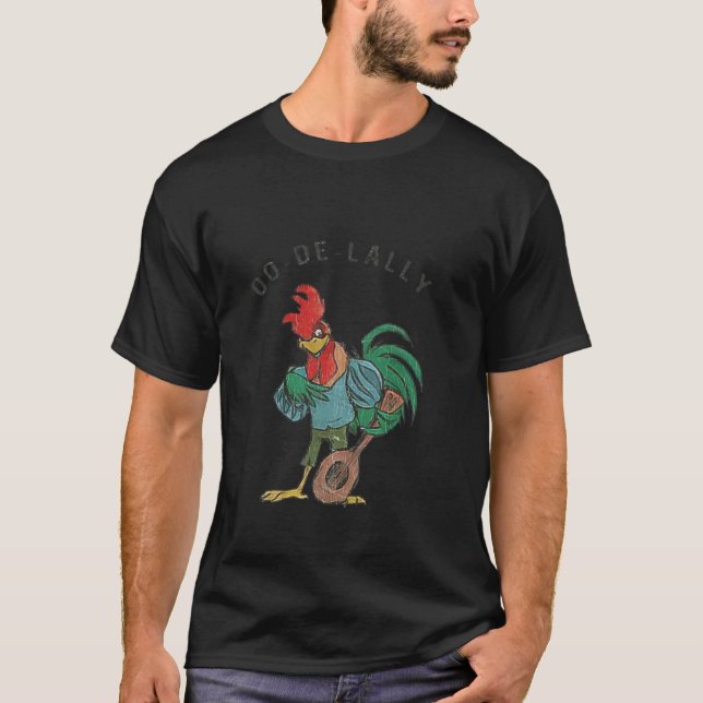 Retro Oo de lally Singing Tupp guitar-kyckling T Shirt (Framsida)