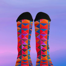Retro Op-Art flerfärgade triangel-sockor