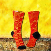 Retro Op-Art Orange Triangel Sockor