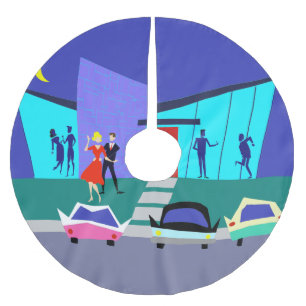 Retro Open House Party Julgran Skirt Julgransmatta Borstad Polyester