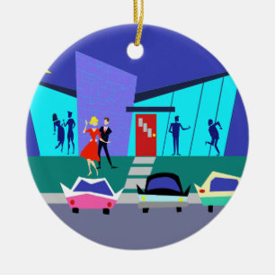 Retro öppen prydnad för huspartyjul julgransprydnad keramik