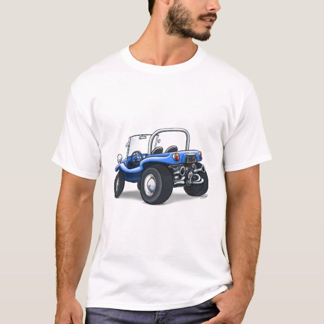 retro öppet för buggy som överträffas i blått t shirt (Framsida)