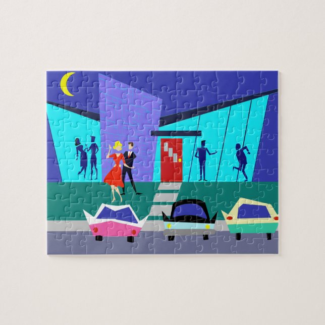 Retro öppet huspartypussel pussel (Horisontell)