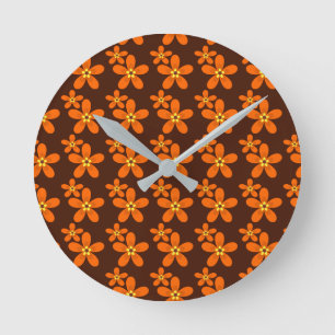 Retro orange 1970:s musknapp rund klocka