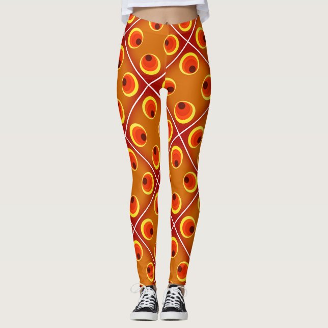 Retro orange 1970-talet leggings (Framsida)