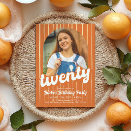 Retro-Orange 20:e födelsedagsinbjudan Inbjudningar