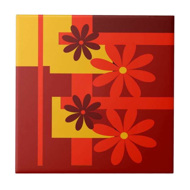 Retro orange 70-tal kakelplatta (Framsidan)