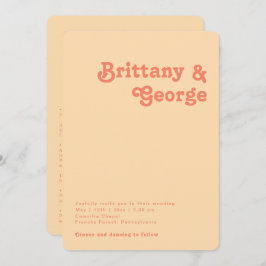 Retro-Orange allt i ett rundat Kant Bröllop Inbjudningar
