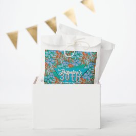 Retro Orange and Blue Floral Birthday