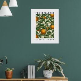 Retro Orange Blommar Frukt Market Poster