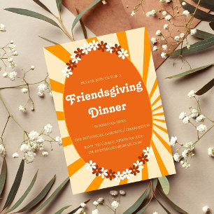 RETRO ORANGE BLOMMIGT FRIENDSGIVNING INBJUDNINGAR