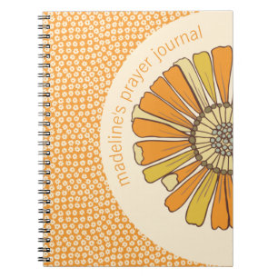 Retro Orange Blommigt Prayer Journal Anteckningsbok