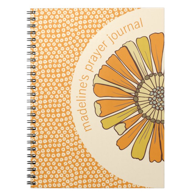 Retro Orange Blommigt Prayer Journal Anteckningsbok (Framsidan)