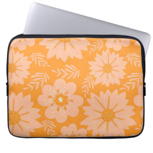 Retro Orange Blommigt Vibrant Vår och sommargåva Laptop Fodral
