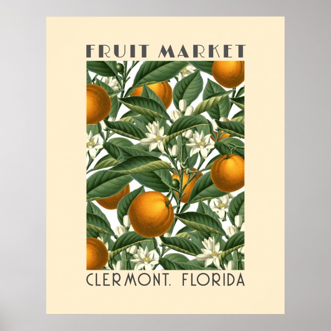 Retro Orange Blossom Fruktmarknad  Poster (Framsidan)