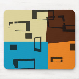 Retro Orange, Blue, Brown, Cream Abstrakt Art Musmatta