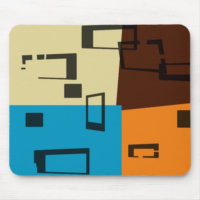Retro Orange, Blue, Brown, Cream Abstrakt Art Musmatta (Framsidan)