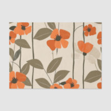 Retro Orange Botanisk Djärv 70-tal Vintage Blommig