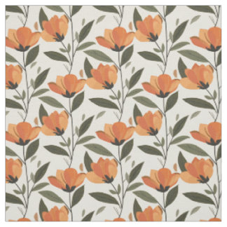 Retro orange botanisk djärv 70-tal vintage blommig tyg