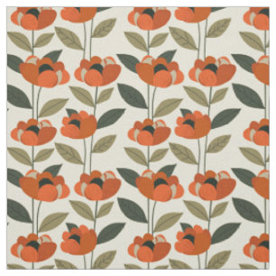 Retro orange botanisk djärv 70-tal vintage blommig tyg