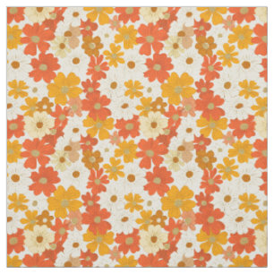 Retro orange botanisk djärv 70-tal vintage blommig tyg