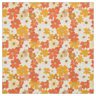 Retro orange botanisk djärv 70-tal vintage blommig tyg