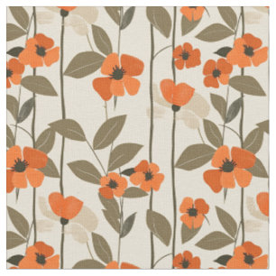 Retro orange botanisk djärv 70-tal vintage blommig tyg