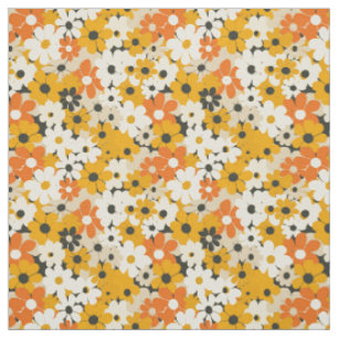 Retro orange botanisk djärv 70-tal vintage blommig tyg