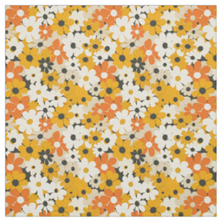 Retro orange botanisk djärv 70-tal vintage blommig tyg